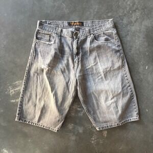 Indigo Thirty Mens Grey Distressed Denim Baggy Skate Shorts‎ Size 40